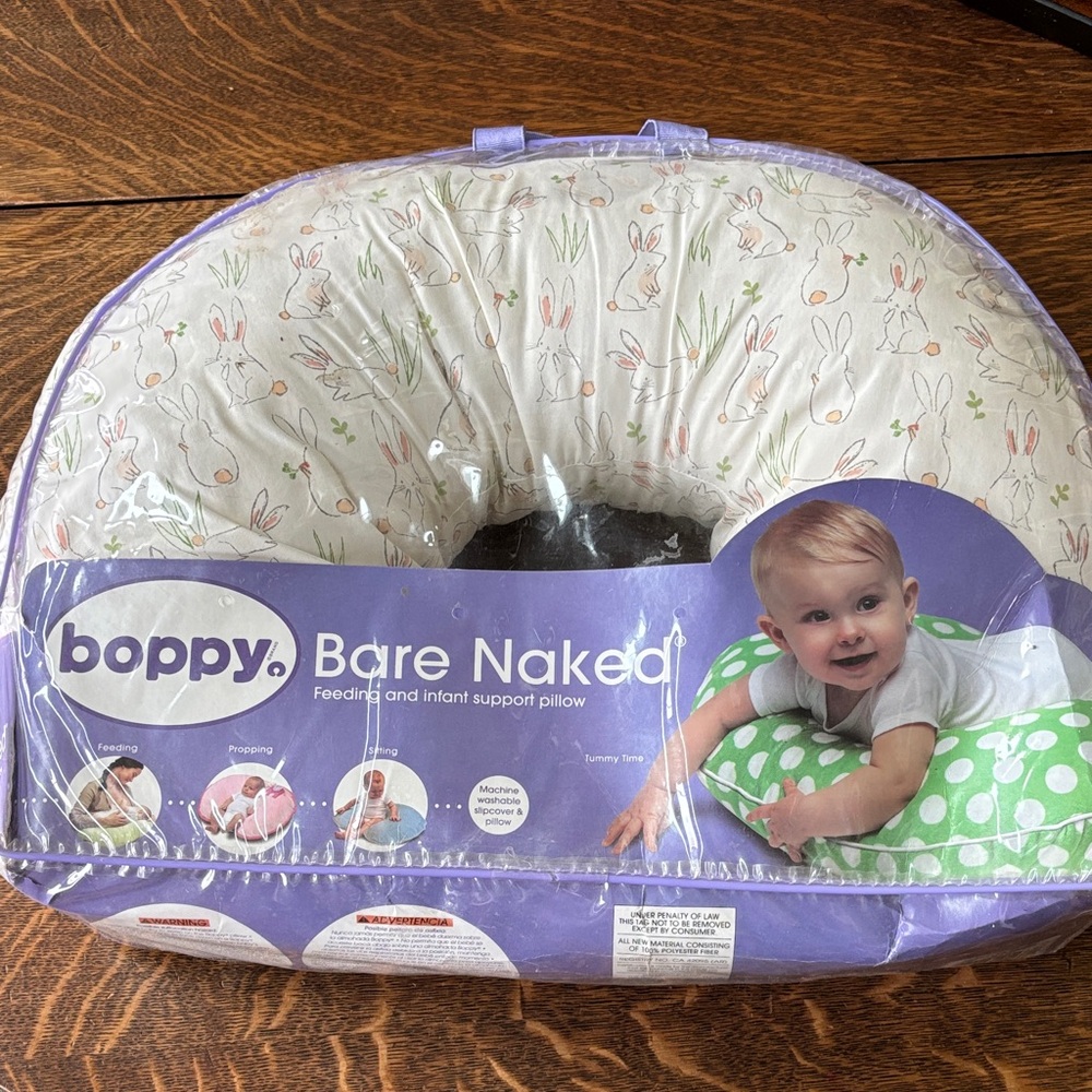 EUC Boppy Bare Naked Pillow with Bunny Print